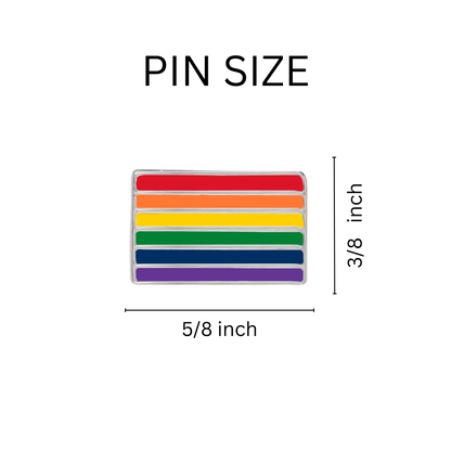 Rectangle Rainbow Pride Flag Pins