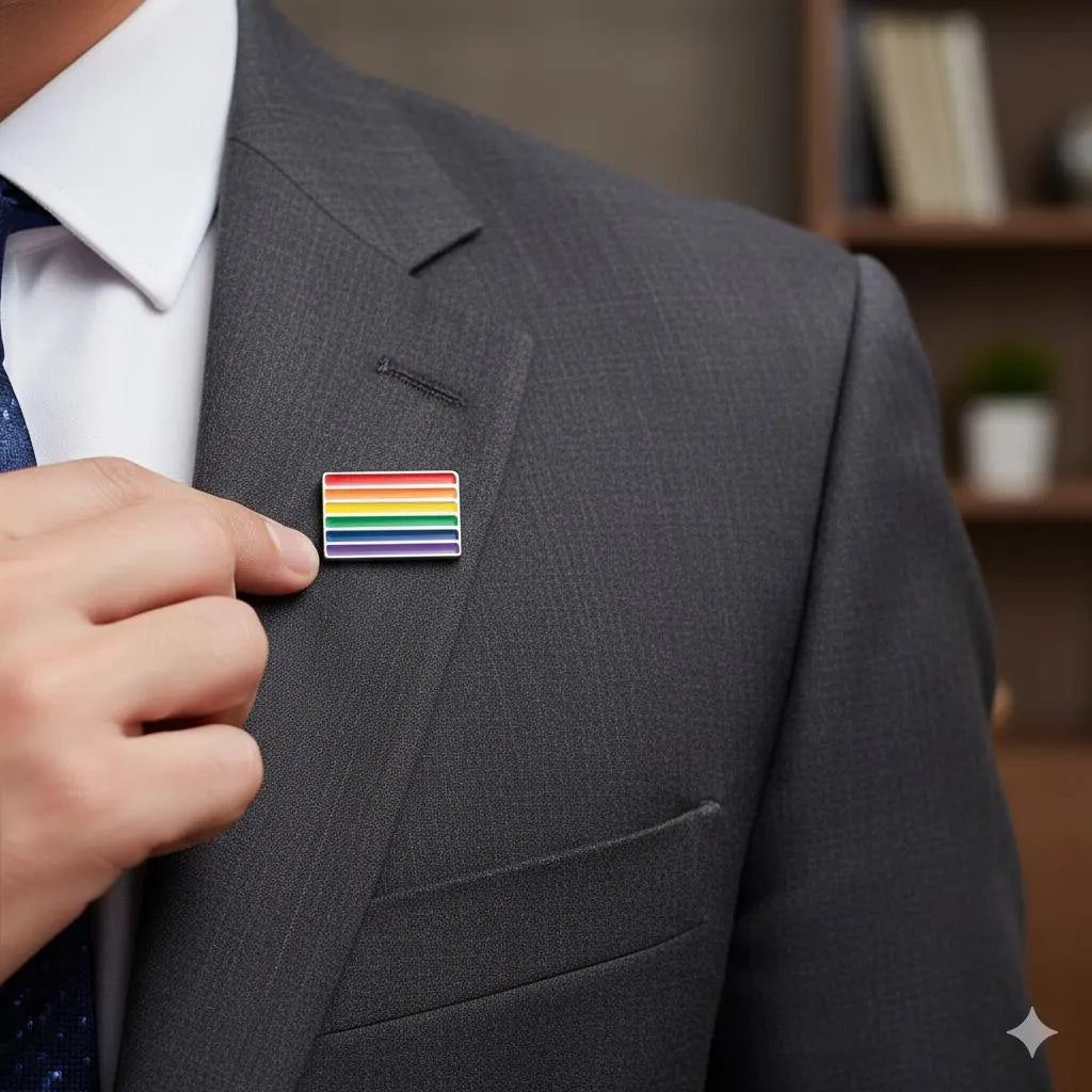 Rectangle Rainbow Pride Flag Pins