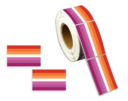 Rectangle Lesbian Sunset Flag Stickers (250 per Roll)