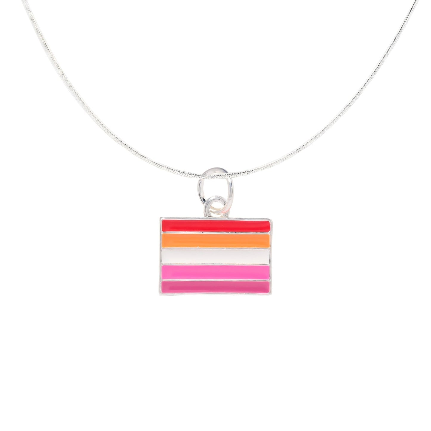 Rectangle Sunset Lesbian Flag Necklaces