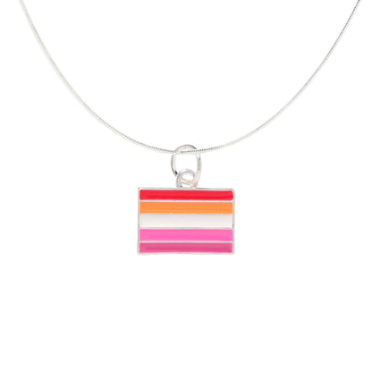 Rectangle Sunset Lesbian Flag Necklaces