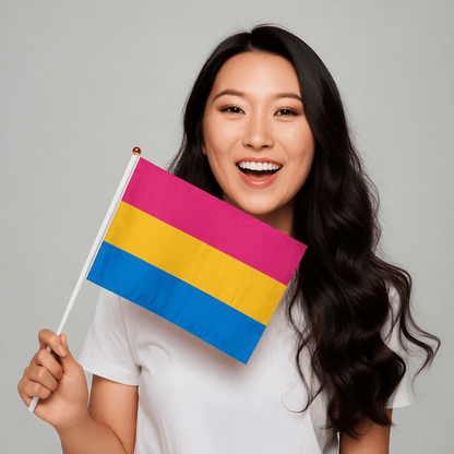 Small Pansexual Flags on a Stick